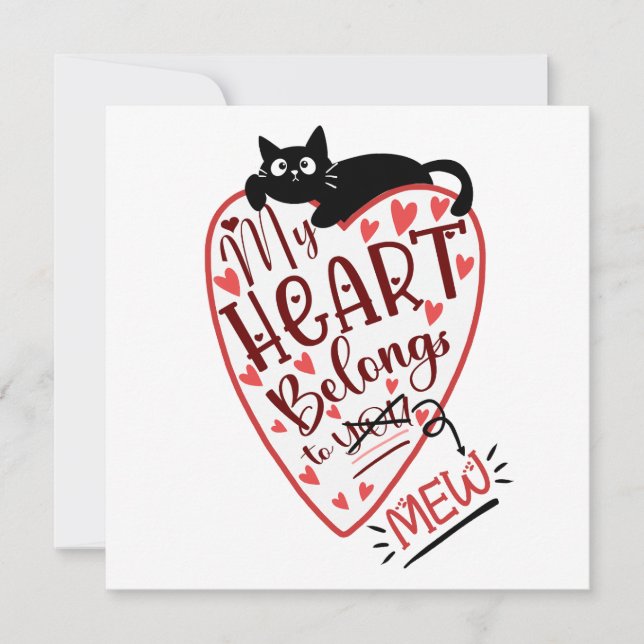Tarjeta de Felicitaciones de Gato de San Valentín  (Anverso)
