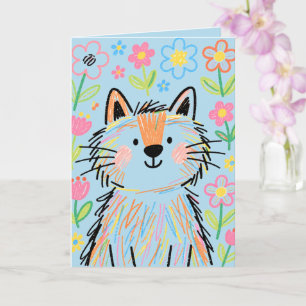 Tarjeta de Felicitaciones de Gato Garabato Azul