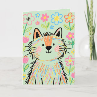 Tarjeta de Felicitaciones de Gato Garabato Verde P