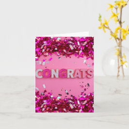 Tarjeta de "felicitaciones" de glam rosado