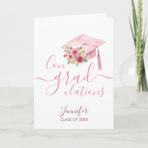 Tarjeta de Felicitaciones de Graduación Floral con