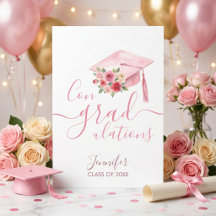 Tarjeta de Felicitaciones de Graduación Floral con