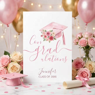 Tarjeta de Felicitaciones de Graduación Floral con