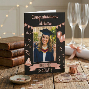Tarjeta de Felicitaciones de Graduación Rose Gold
