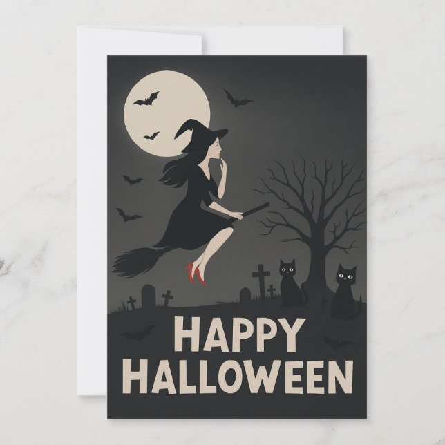 Tarjeta de Felicitaciones de Halloween de Bruja Es (Anverso)