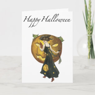 Tarjeta de felicitaciones de Halloween del vintage