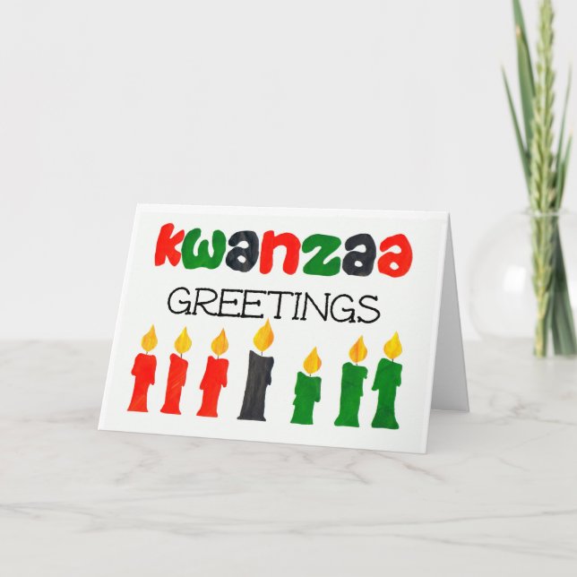 Tarjeta de felicitaciones de Kwanzaa con velas (Anverso)