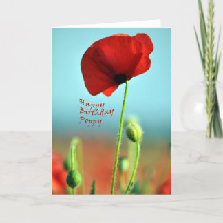 Tarjeta de felicitaciones de la amapola del feliz