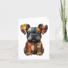 Tarjeta de felicitaciones de Patchwork Frenchie