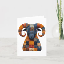 Tarjeta de felicitaciones de Patchwork Ram