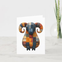 Tarjeta de felicitaciones de Patchwork Ram