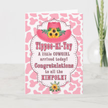 Tarjeta de felicitaciones de recién nacido COWGIRL