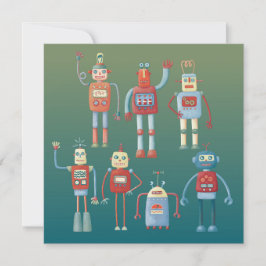Tarjeta de felicitaciones de robots de diversión e
