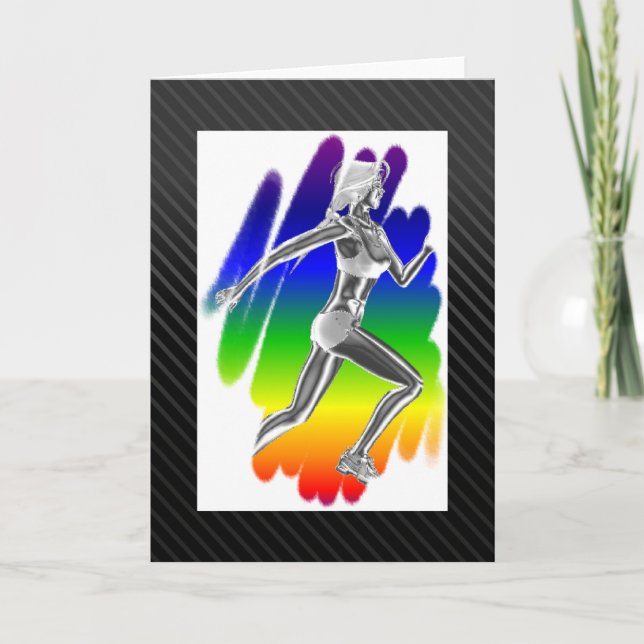 Tarjeta de felicitaciones de señora Runner Rainbow (Anverso)