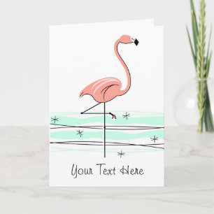 Tarjeta de felicitaciones de texto Flamingo Ocean