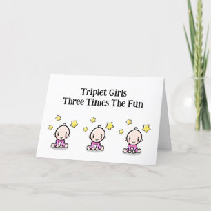 Tarjeta de felicitaciones de trillizos, 3 chicas t