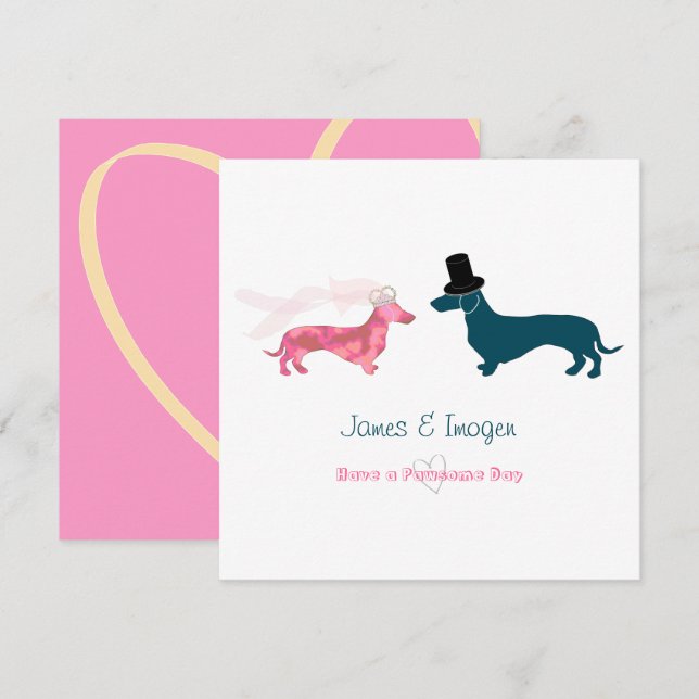 Tarjeta de felicitaciones del Boda Dachshund (Anverso / Reverso)
