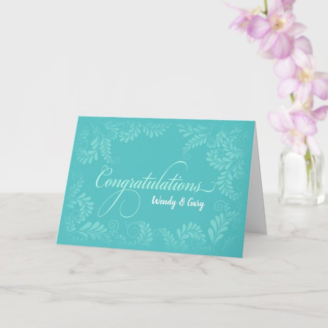 Tarjeta de felicitaciones del Boda floral (Turques (Orquídea)