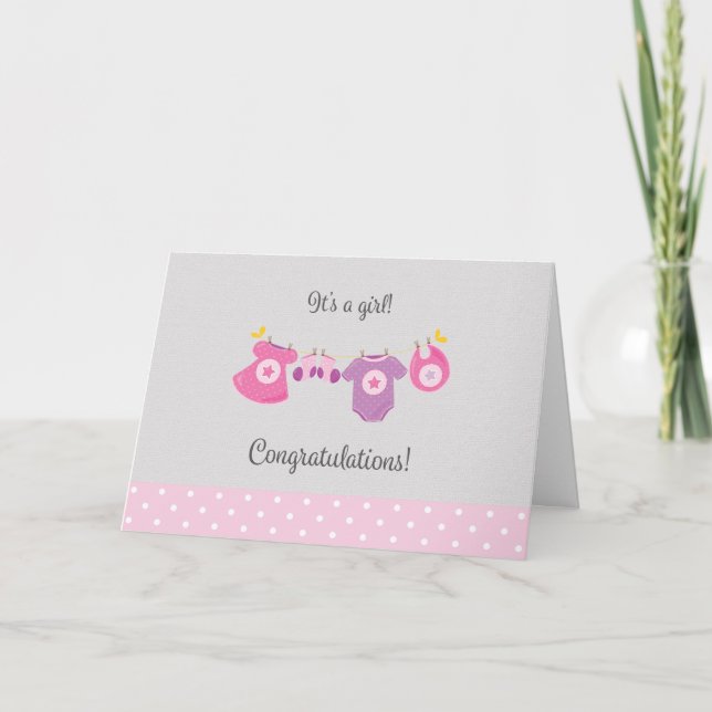 Tarjeta de felicitaciones del Chica de recién naci (Anverso)