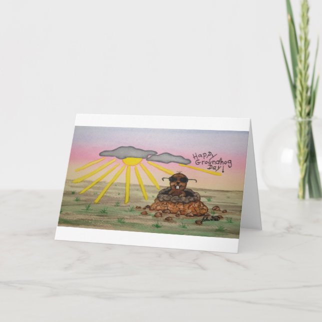 Tarjeta de Felicitaciones del Día de la Marmota, ¡ (Anverso)