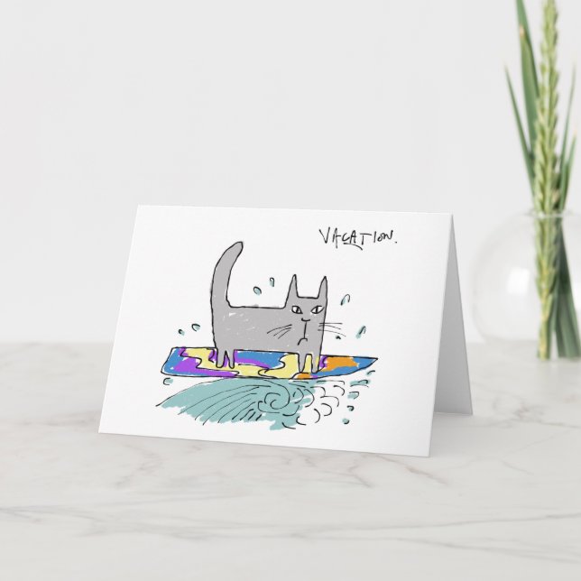 Tarjeta de felicitaciones del gato que practica (Anverso)