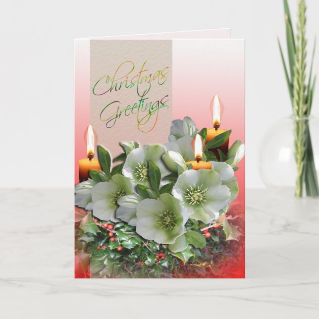 Tarjeta de felicitaciones del navidad - Hellebores (Anverso)