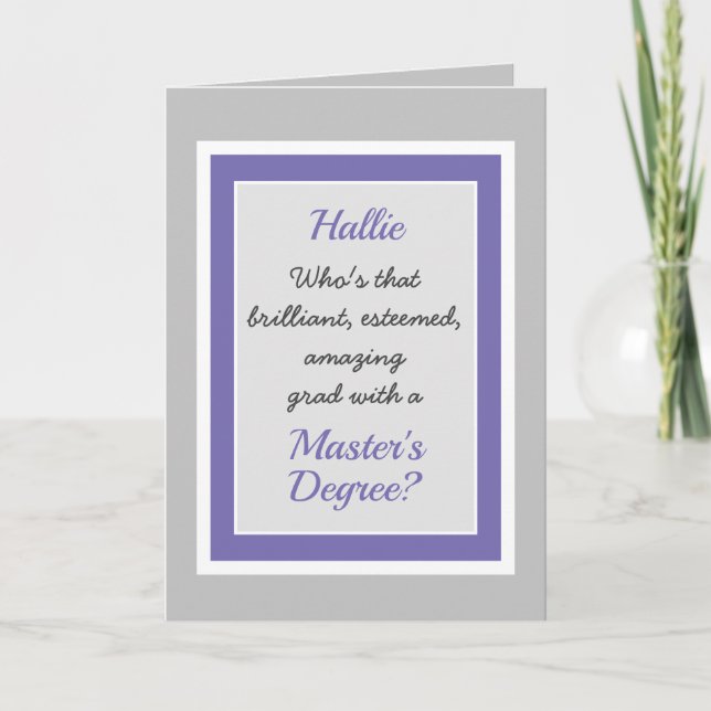 Tarjeta de felicitaciones del personalizado Master (Anverso)