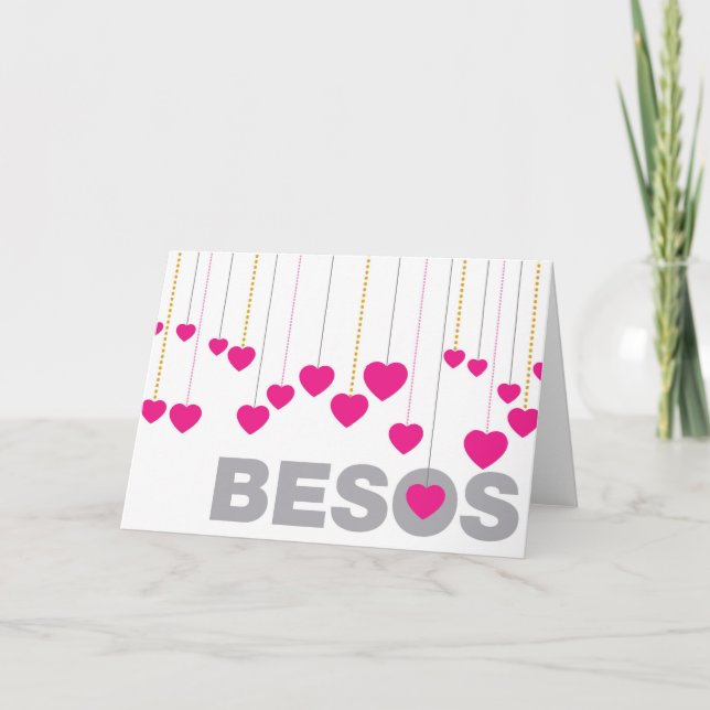 Tarjeta de Felicitaciones en Blanco Besos (Anverso)