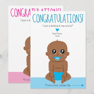 Tarjeta de felicitaciones étnicas por sexo de bebé
