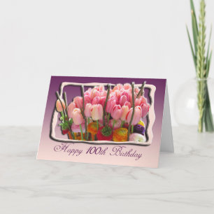 Tarjeta de felicitaciones Floral 100 cumpleaños