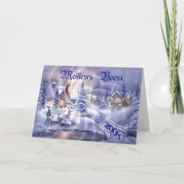 Tarjeta de felicitaciones francesas en blanco para (Anverso)