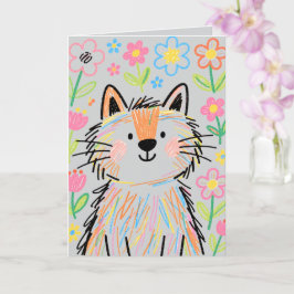 Tarjeta de Felicitaciones Gato Garabato Gris