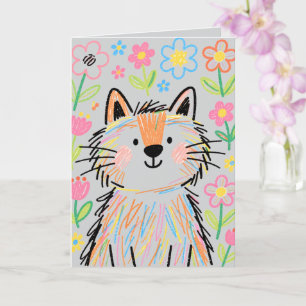 Tarjeta de Felicitaciones Gato Garabato Gris
