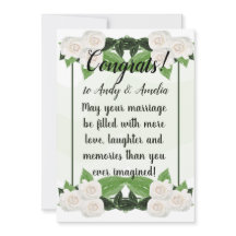 Tarjeta de felicitaciones Green White Roses