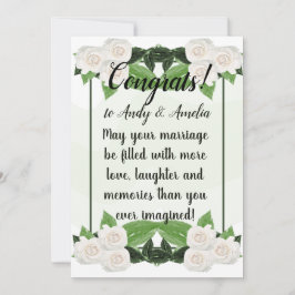 Tarjeta de felicitaciones Green White Roses