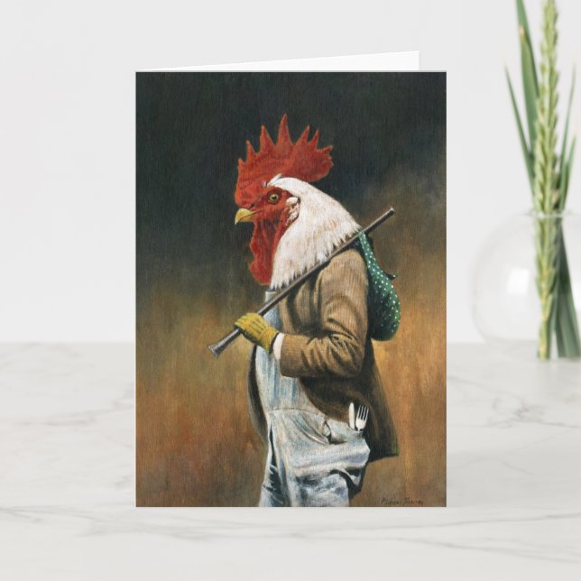Tarjeta de felicitaciones Hobo Rooster (Anverso)