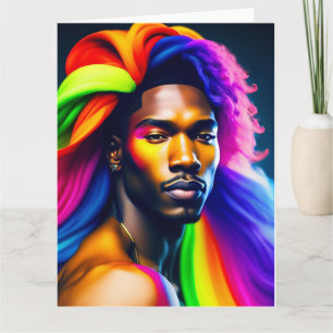 Tarjeta de felicitaciones LGBT del cabello arcoiri