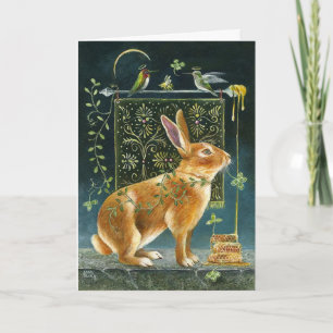 Tarjeta de Felicitaciones - Liebre y Colibríes Cap