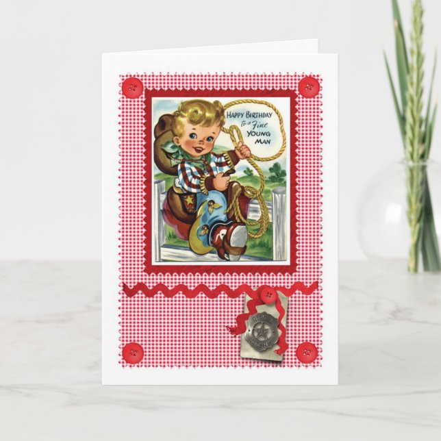 TARJETA de FELICITACIONES LINDA del VAQUERO de los (Anverso)