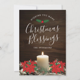 Tarjeta de felicitaciones navideñas con velas y po