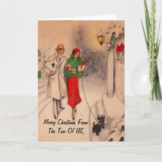 Tarjeta de felicitaciones navideñas de los dos (Anverso)