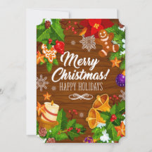 Tarjeta de felicitaciones navideñas de lujo Merry