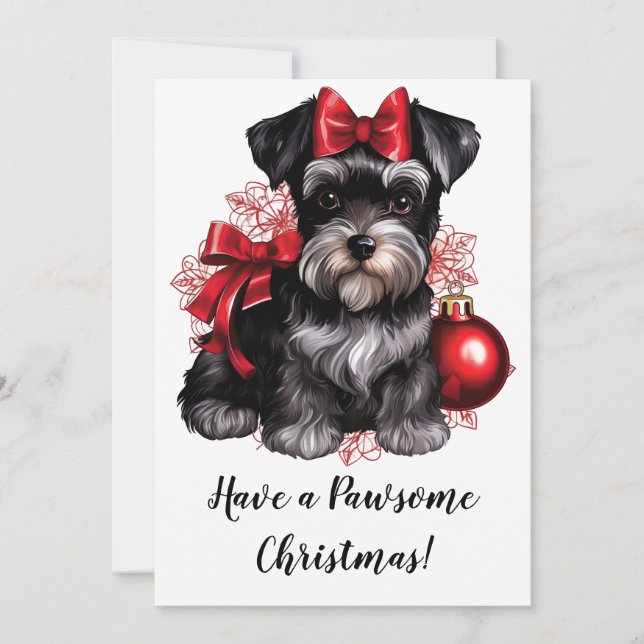 Tarjeta de Felicitaciones Navideñas de Schnauzer M (Anverso)