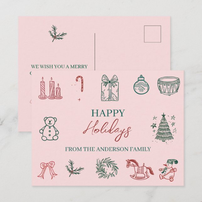 Tarjeta de Felicitaciones Navideñas Festivas (Anverso / Reverso)
