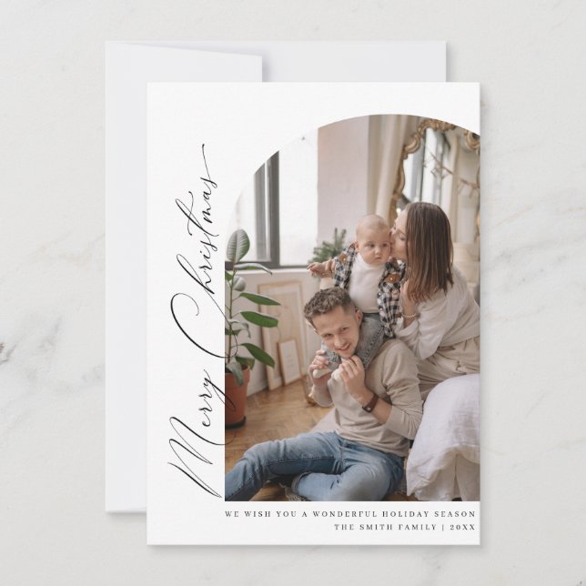 Tarjeta de felicitaciones navideñas minimalista Ar (Anverso)