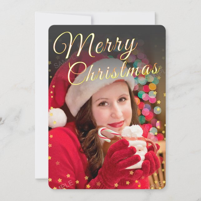Tarjeta de felicitaciones navideñas moderna de fot (Anverso)