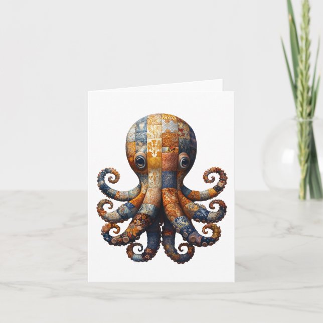 Tarjeta de felicitaciones Octopus de Patchwork (Anverso)