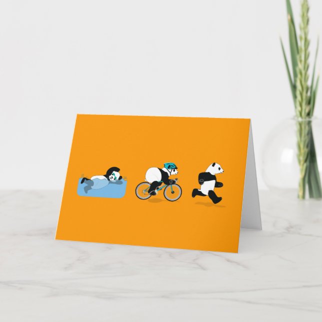 Tarjeta de felicitaciones Panda Triathlon (Anverso)