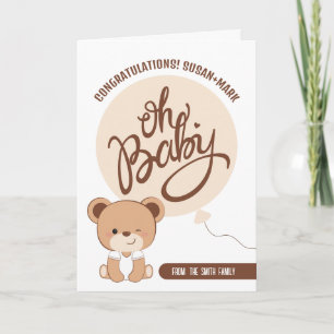 Tarjeta de felicitaciones para Baby Shower Bear Be