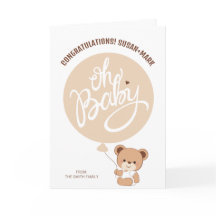 Tarjeta de felicitaciones para Baby Shower Bear Be